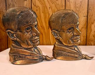 Will Rogers Brass Bookends