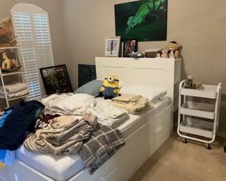 Bedding, shelving, misc.