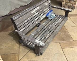 wooden swing, sturdy, needs a little TLC