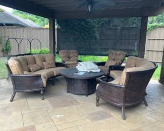 Lovely outdoor set, Castelle brand, firepit