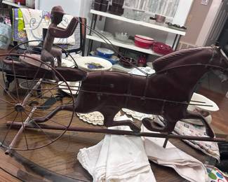 Antique Copper Horse and Sulky weathervane With Patina