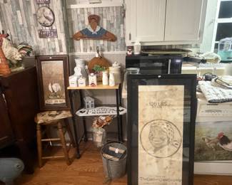 Antique framed cotton sac/Quaker Oats