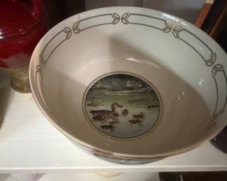 Rare Picard China Ducks Unlimited Maynard Reece Waterfowl Bowl Historical Vintage