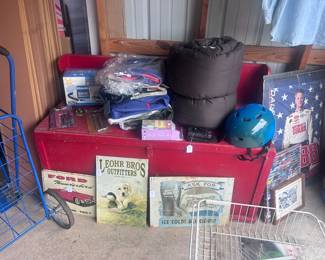 Vintage signs, camping equipment