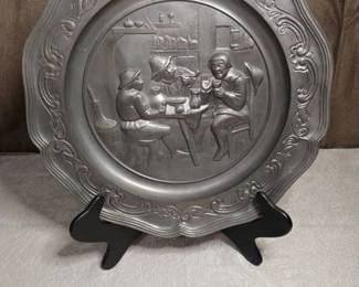 Pewter German Antique Plate 3 Colonial Men