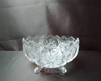 Vintage Dip Cut Bohemian Crystal Footed Bowl