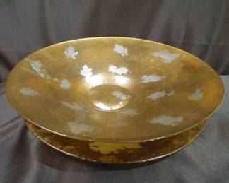 Vintage Decorative Gilded Glass Bowl and Platter Set