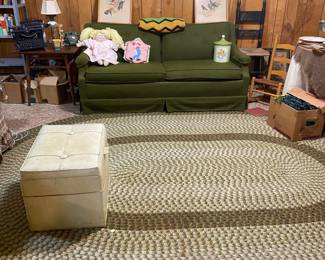 Record storage ottoman. Rug etc. 