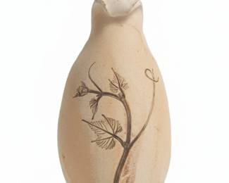 J Floyd Southwest American Art Pottery Canteen with Leather Strap