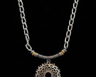 Mixed Metal Filigree Medallion Necklace