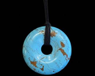 Turquoise Howlite Donut Pendant Necklace