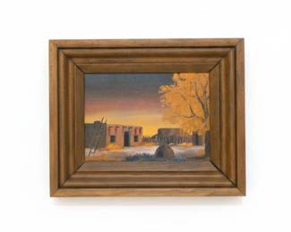 Southwestern Adobe Landscape Oil Painting by J. Neshim