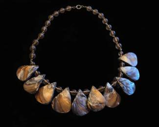 Abalone Shell and Smokey Quartz Beaded Necklace