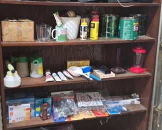 Garage Storage Shelving Unit with Assorted Household Goods