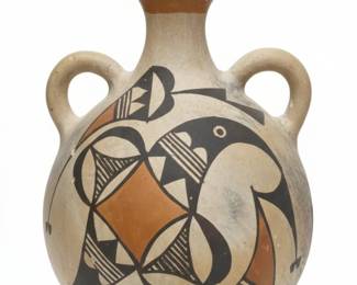 Acoma Pueblo Polychrome Pottery Canteen