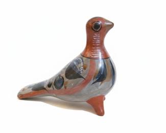 Tonala Mexican Folk Art Pottery Bird Figurine