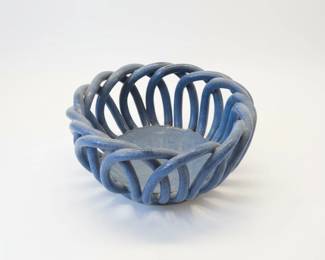 Blue Woven Ceramic Bread Basket