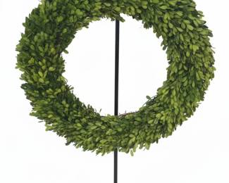 Preserved Boxwood Wreath on Metal Stand