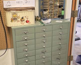 Vintage Steel Drawer Parts Cabinet