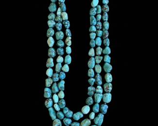 MultiStrand Turquoise and Sterling Silver Necklace with Pendant