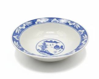 Blue and White Willow Pattern Shallow Bowl