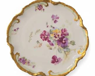 Limoges Porcelain PansyDecorated Scalloped Plate