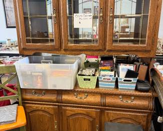 Beautiful Oak Beveled Glass China Hutch