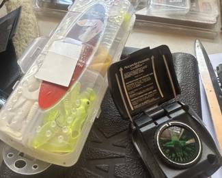 fishing tackle and compass