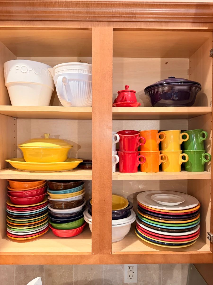 Fiesta ware dish set, serving ware and other bowls.