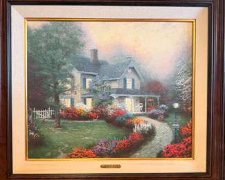 Framed, limited-edition Thomas Kinkade prints featuring Certificate of Authenticity documentation