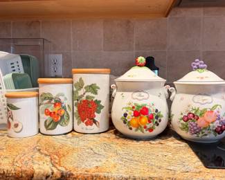 Vintage Canisters, Lenox Flour and Sugar and Pomperian