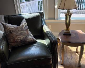 Dark green leather armchair 