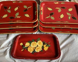 1950's metal floral TV trays