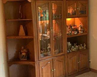 3 pc modular oak hutch with lights