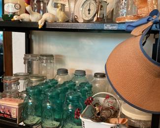 Blue bicentennial canning jars