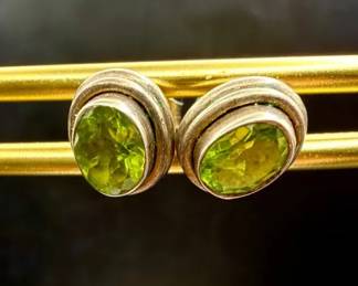 Sterling Silver 925 Stamped Peridot Earrings