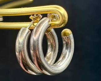Sterling Silver Stamped 925 Hoop Earrings