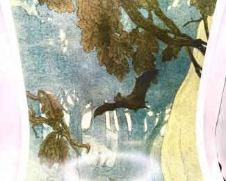 Folk Art Vintage Charles Livingston Bull Bat Print