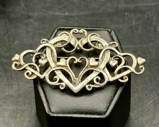 Vintage Filigree Heart Brooch Pin