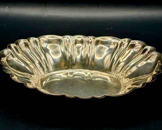 Scalloped Vintage Serving Bowl LBS Lawrence B Smith Co. Boston MASuperfine EPC Electroplated Copper