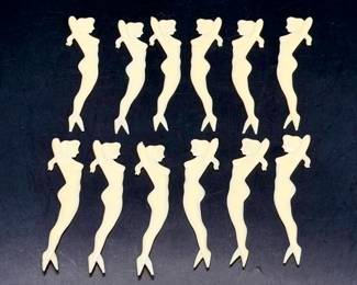 (12) Art Deco Style Plastic Women Cocktail Forks