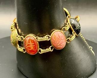 1/12 12K Gold Filled Russel Signed Vintage Scarab Bracelet