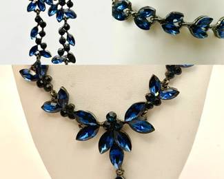 Gorgeous Navy Blue Necklace, Earrings & Bracelet Set