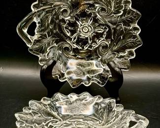 (2) Vintage Indiana Glass Nappy Plates