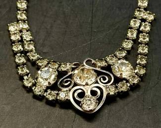 Vintage Silver Tone Rhinestone Necklace
