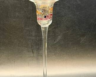 (2) Art Glass Candle Holder