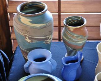 Niloak. Swirl Art Pottery with a pair of small piecess