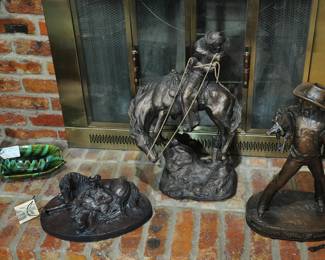 Numerous Western sculpture pieces, large one is Austin Products