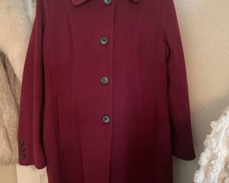 Full Length 'Anne Klein' Coat - Burgundy - Size 14