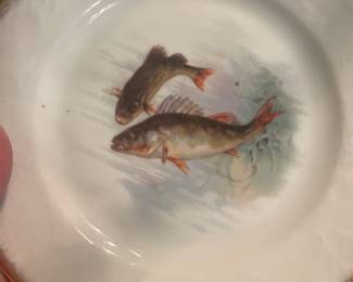 Antique Victoria Austria Carlsbad 'Fish' Plates - Set of 10